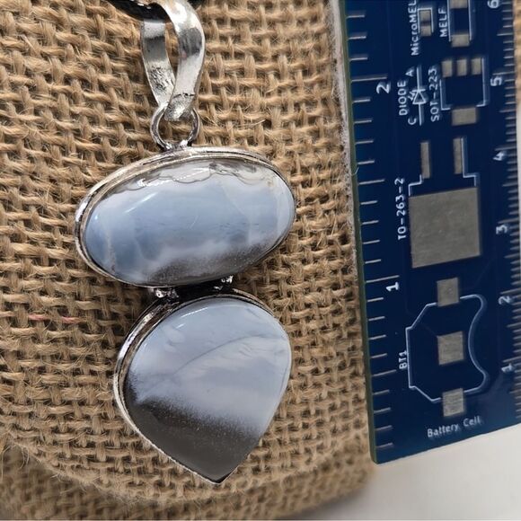 Blue Owyhee Opal Pendant handmade with organza pouch and satin cord necklace - Picture 5 of 5